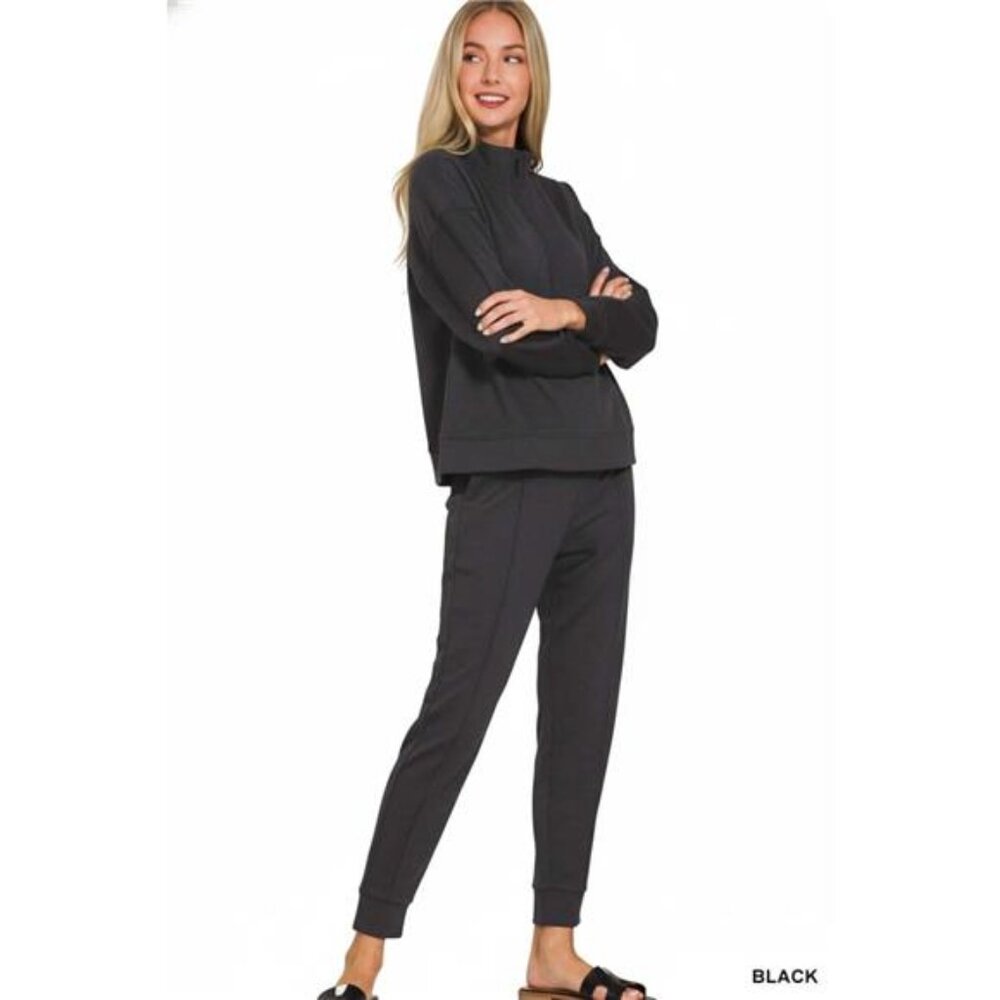 Zenana Scuba Half Zip‎ Pullover and Jogger Set